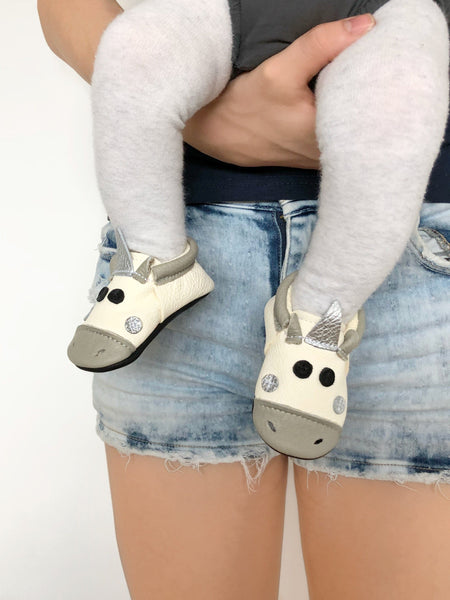 Unicorn Grey- Little Lambo baby moccasins