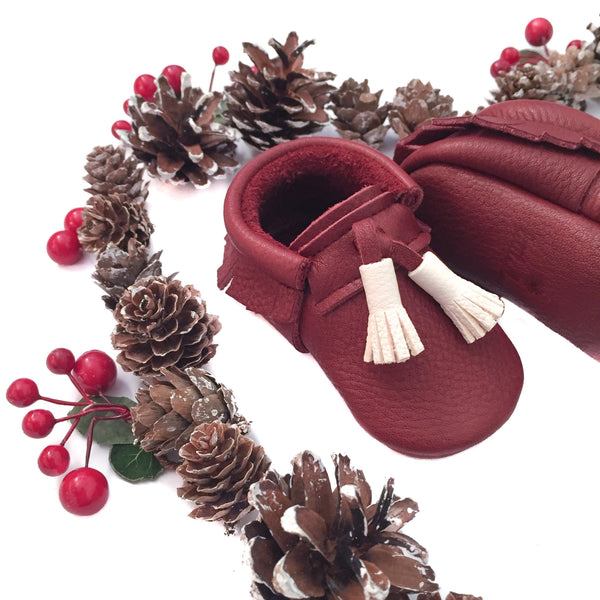 Little Lambo - baby moccasins, burgundy